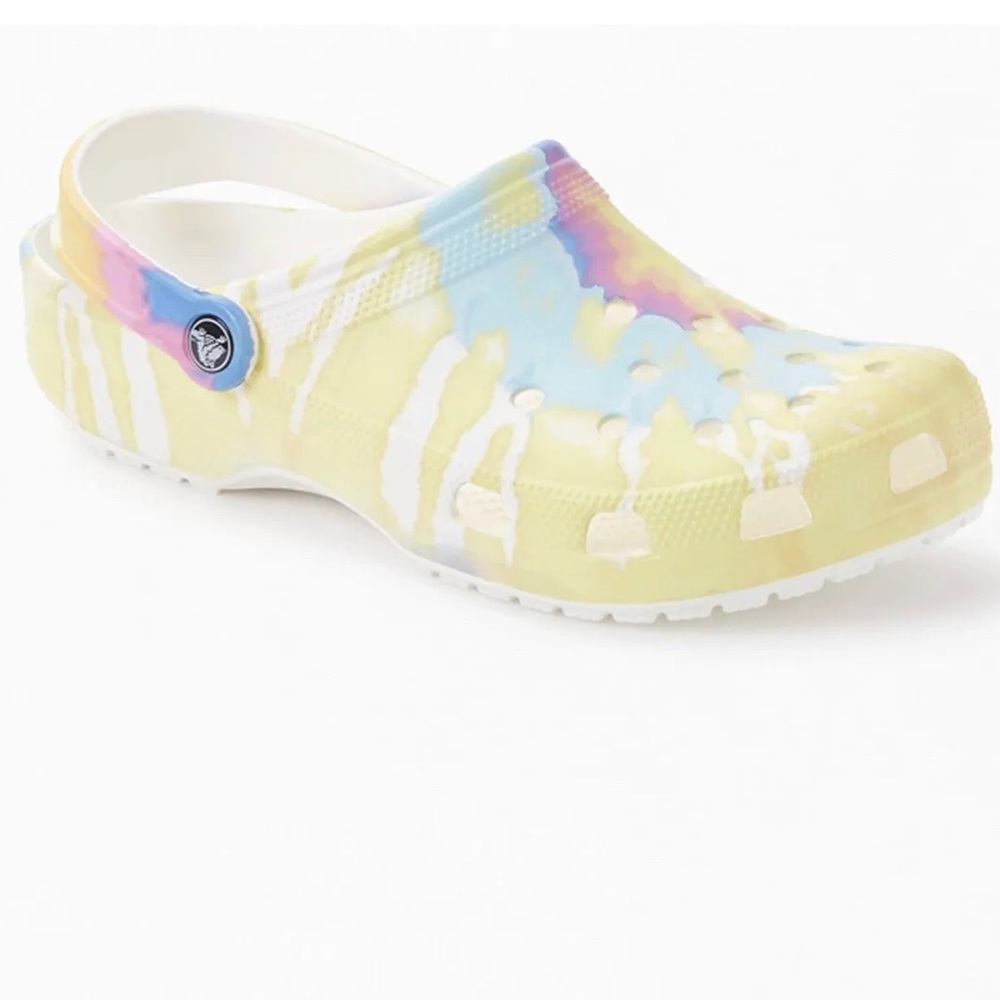 pastel tie dye Crocs size 11 Women 9 Men Clogs